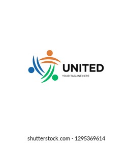 Teamwork businessman unity and cooperation concept created with simple geometric elements as a people crew. Vector icon or logo. Friendship dream team, united crew colorful design. - Vector 