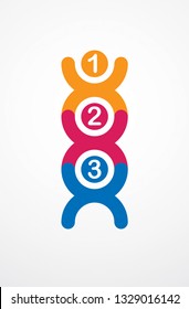 Teamwork businessman unity and cooperation concept created with simple geometric elements as a people crew. Vector icon or logo. Friendship dream team, united crew colorful design.