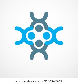 Teamwork businessman unity and cooperation concept created with simple geometric elements as a people crew. Vector icon or logo. Friendship dream team, united crew blue design.