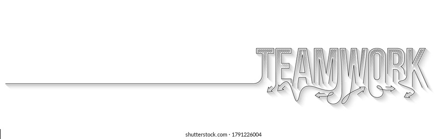 Teamwork Calligraphic line art Text banner poster vector illustration Design.