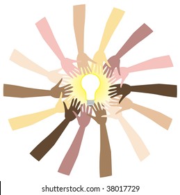 Teamwork can bring great ideas. Vector Illustration showing diversity and teamwork.