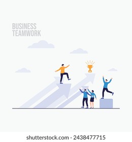 Teamwork celebrating a success stock market growth landing page illustration