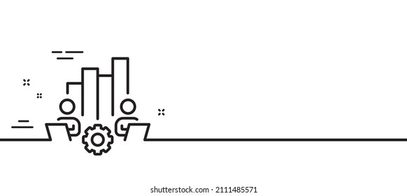 Teamwork chart line icon. Remote office sign. Team employees symbol. Minimal line illustration background. Teamwork chart line icon pattern banner. White web template concept. Vector