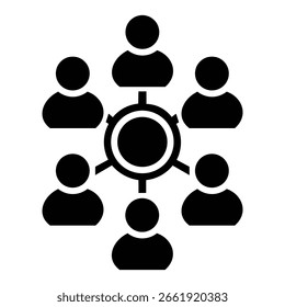 Trabalho em equipe e colaboração preto Ícone branco fundo