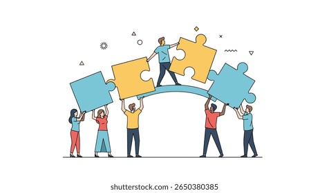 Trabalho em equipe e colaboração desenvolvendo conexões por meio de esforços compartilhados