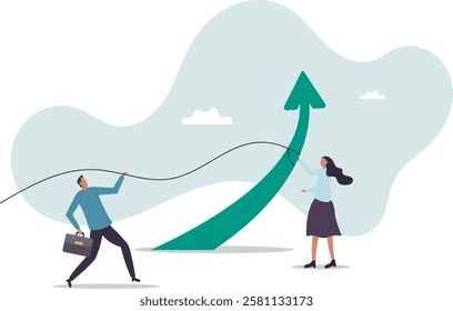 Teamwork and collaboration colleagues, togetherness and support each other to achieve business goal .business concept.flat character.