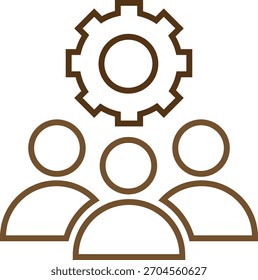 Teamwork and collaboration concept with people and gear icon representation