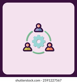 Teamwork Collaboration Gear Icon Illustration