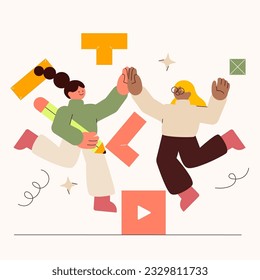 teamwork or collaboration happy state illustration