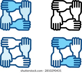 Teamwork and Collaboration Icon Set – Unity, Partnership, Team Support, Community and Cooperation Vector Icons