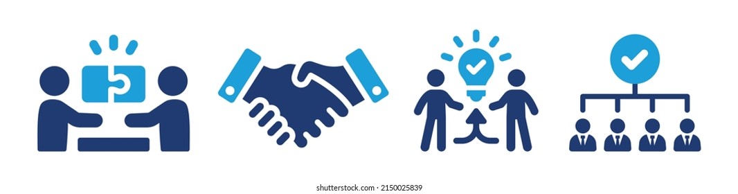 Teamwork and collaboration icon vector set isolated on white background.