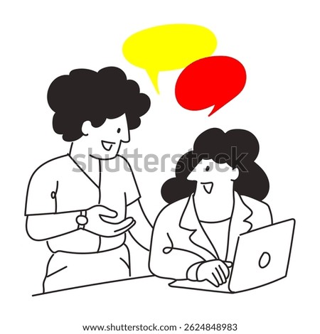 Teamwork Collaboration Illustration with Office Workers Talking