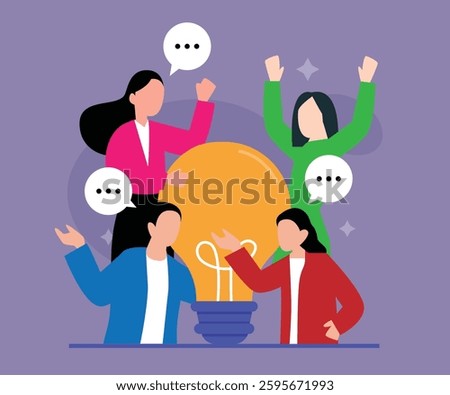 Teamwork and Collaboration for Innovative Ideas – Brainstorming and Creative Solutions 2d flat vector illustrations