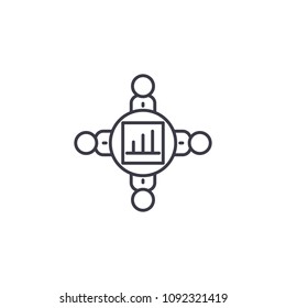 Teamwork collaboration linear icon concept. Teamwork collaboration line vector sign, symbol, illustration.