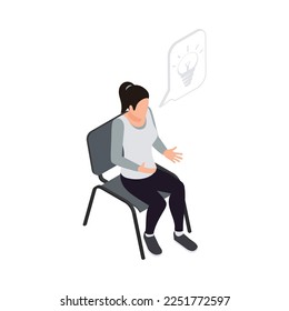 Teamwork collaboration people isometric composition with interacting sharing ideas decision making scene vector illustration