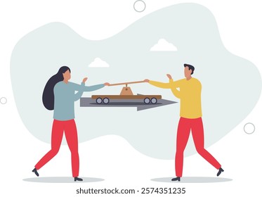 Teamwork collaboration to success in work, togetherness or partnership help reach goal or target concept.flat characters.