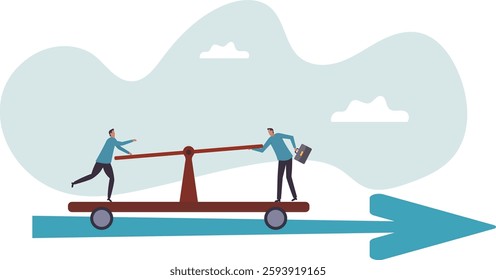 Teamwork collaboration to success in work, togetherness or partnership help reach goal or target.business concept.flat character.