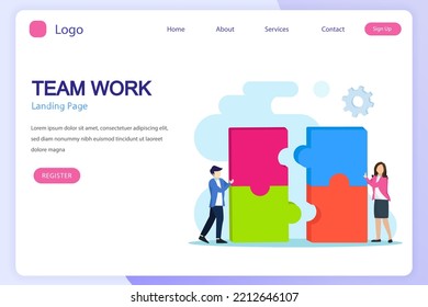 Teamwork collaboration winning Vector Illustration. Flat vector template Style Suitable for Web Landing Page, Background.