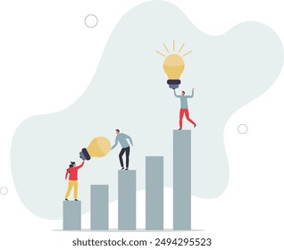 Teamwork and collaboration.people building strong dedicated team and effective cooperation and communication for enterprise.holding bright light bulb .flat design.illustration with people.