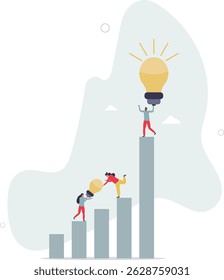 Trabalho em equipe e colaboração.pessoas construindo uma equipe dedicada forte e cooperação e comunicação eficazes para a empresa.segurando lâmpada brilhante. vida de caráter .