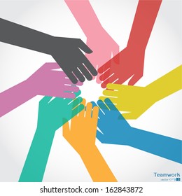 Teamwork, Colorful Hands