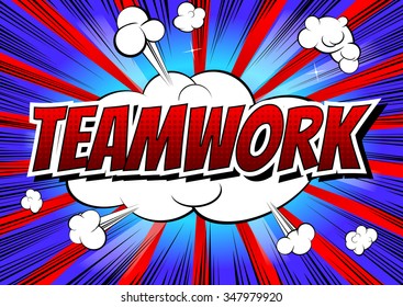 Teamwork - Comic book style word.