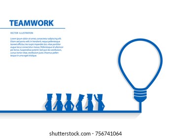 Teamwork, communication and creativity are the way to success. Business concept. Vector illustration.