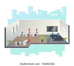 teamwork and communication in the office. Vector EPS8 background