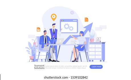 Teamwork Communication Vector Illustration Concept , Suitable for web landing page, ui, mobile app, editorial design, flyer, banner, and other related occasion
