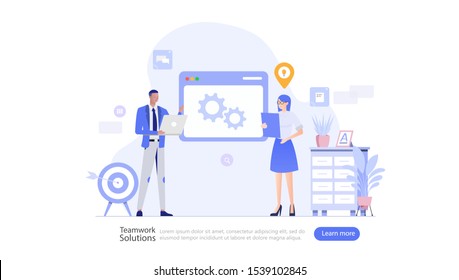 Teamwork Communication Vector Illustration Concept , Suitable for web landing page, ui, mobile app, editorial design, flyer, banner, and other related occasion