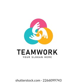 Teamwork and community logo design. Adoption and social network logo design template