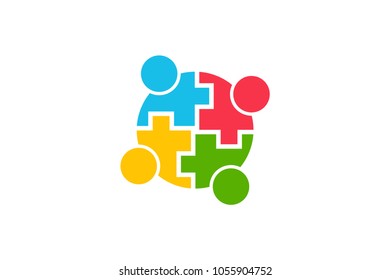 Teamwork Community People Logo. Vector Graphic Illustration