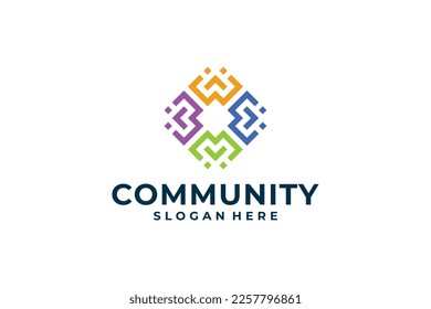 Teamwork community social human network logo design