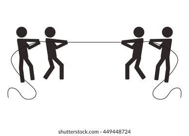 teamwork competition pull loop people business isolated vector illustration
