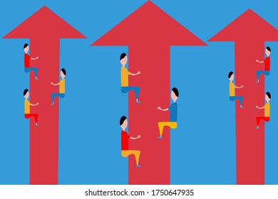 teamwork  concept. the best team made business growth and Success like climb  arrow