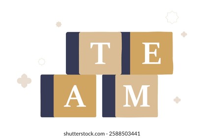 Teamwork Concept With Blocks Spelling Team In Flat Vector Illustration Symbolizing Collaboration, Leadership, And Business Partnership, Isolated On White Background