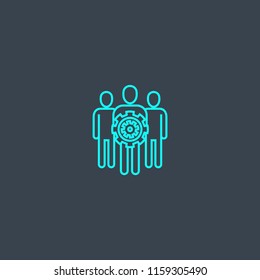 teamwork concept blue line icon. Simple thin element on dark background. teamwork concept outline symbol design from Success set. Can be used for web and mobile UI/UX