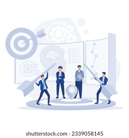  teamwork concept,  Business team customer target development for marketing, flat vector modern illustration