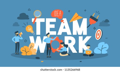 Teamwork Concept Businessmen Working Together Moving Stock Vector ...