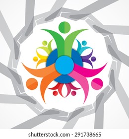 Teamwork Concept with colorful team members stock vector