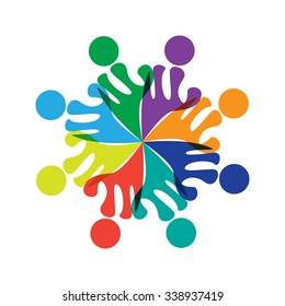 Teamwork concept of community,workers, people, student, unity,social networking icon image Vector logo template