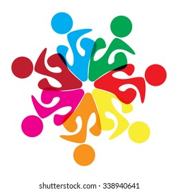 Teamwork concept of community,workers, people, student, unity,social networking icon image Vector logo template