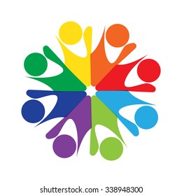 Teamwork concept of community,workers, people, student, unity,social networking icon image Vector logo template