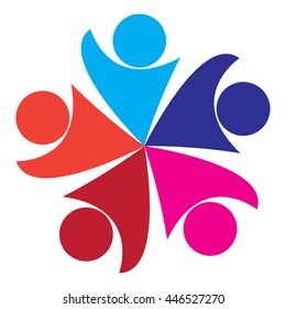 Teamwork concept of community,workers, people, student, unity,social networking icon image Vector logo template