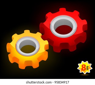 Teamwork concept - connected pinions