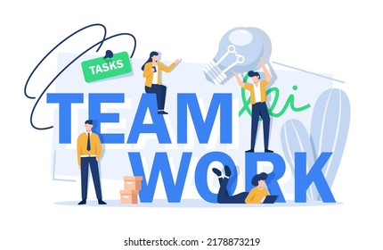 Teamwork Concept Coworking Office Work Symbols Stock Vector (Royalty ...