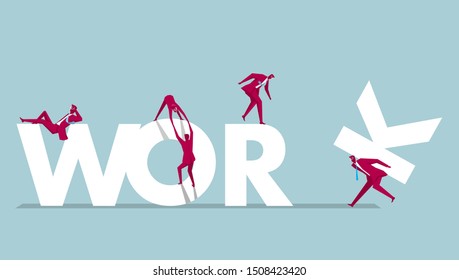 Teamwork concept design. Isolated on blue background.