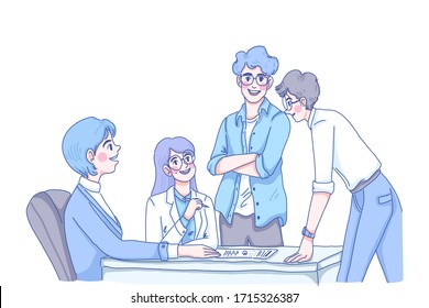 Teamwork concept design of vector. Doodle illustration.