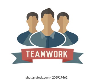 Teamwork concept design,retro design on white background,clean vector