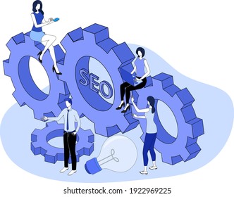Teamwork.The concept of doing business together.New ideas and their implementation.3d image.Isometric vector illustration.